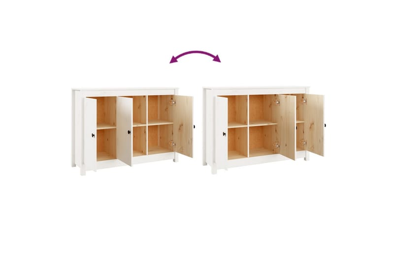 beBasic Skjenk hvit 100x35x74 cm heltre furu - Hvit - Oppbevaring - Oppbevaringsmøbler - Sideboard & skjenker