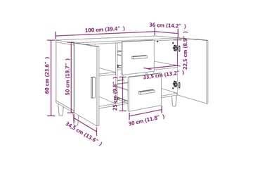 beBasic Skjenk hvit 100x36x60 cm konstruert tre - Hvit - Oppbevaring - Oppbevaringsmøbler - Sideboard & skjenker
