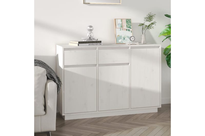 beBasic Skjenk hvit 110x34x75 cm heltre furu - Hvit - Sideboard & skjenker