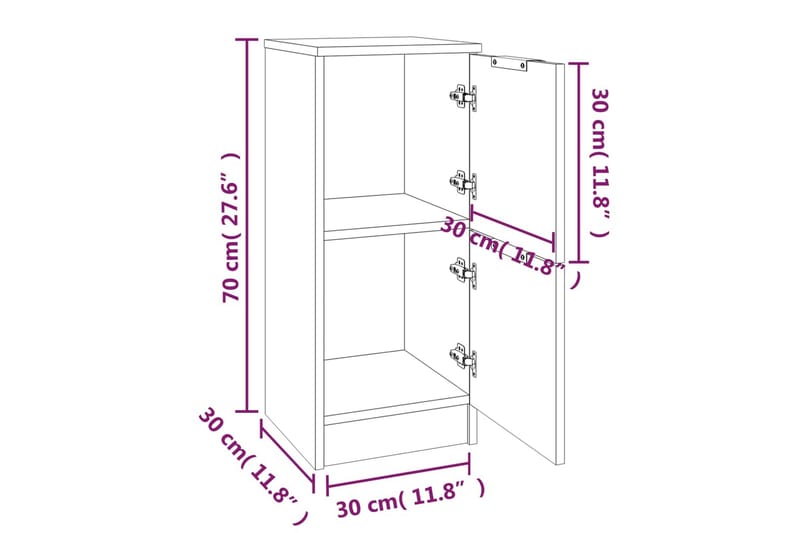 beBasic Skjenk hvit 30x30x70 cm konstruert tre - Hvit - Sideboard & skjenker