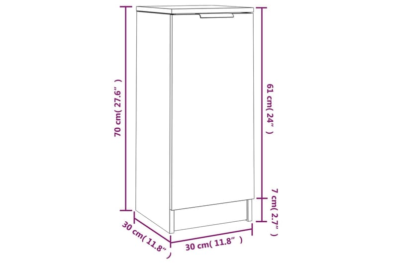 beBasic Skjenk hvit 30x30x70 cm konstruert tre - Hvit - Sideboard & skjenker