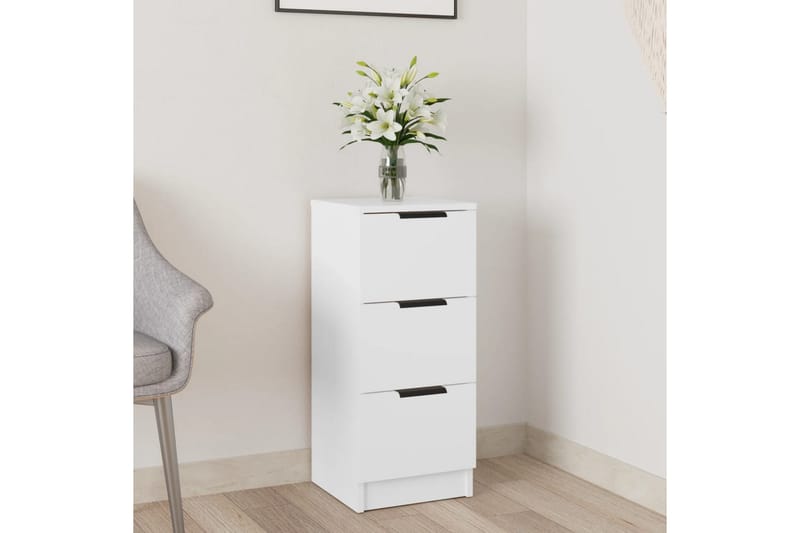 beBasic Skjenk hvit 30x30x70 cm konstruert tre - Hvit - Sideboard & skjenker