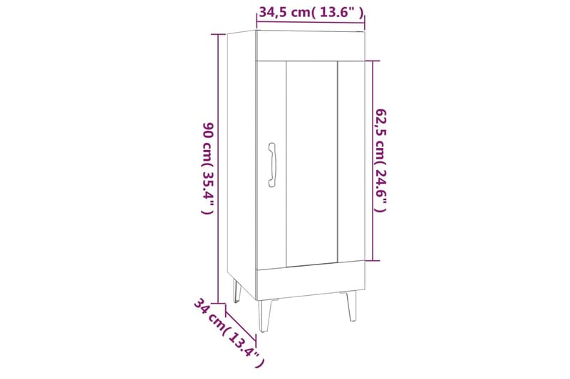 beBasic Skjenk hvit 34,5x34x90 cm konstruert tre - Hvit - Sideboard & skjenker