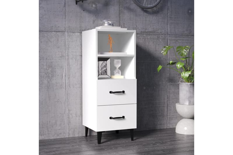 beBasic Skjenk hvit 34,5x34x90 cm konstruert tre - Hvit - Sideboard & skjenker