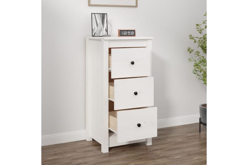 beBasic Skjenk hvit 40x35x80 cm heltre furu - Hvit - Oppbevaring - Oppbevaringsmøbler - Sideboard & skjenker