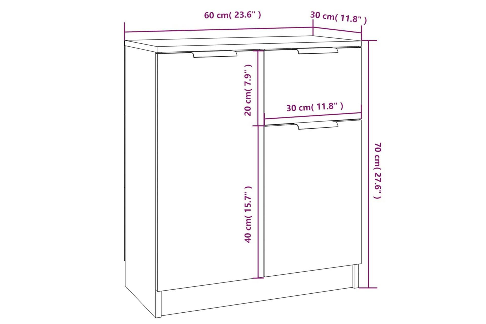 beBasic Skjenk hvit 60x30x70 cm konstruert tre - Hvit - Oppbevaring - Oppbevaringsmøbler - Sideboard & skjenker