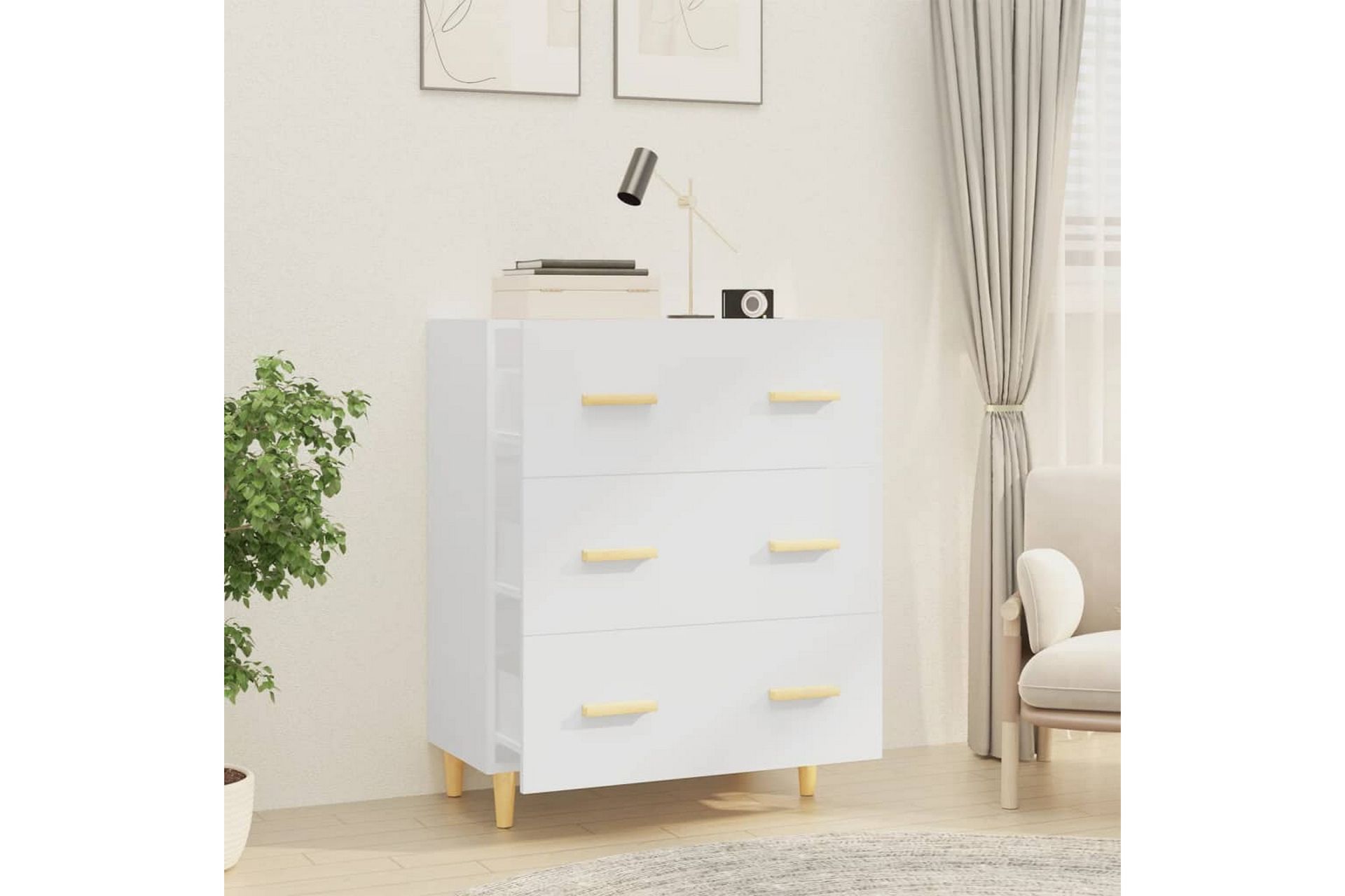 beBasic Skjenk hvit 70x34x90 cm konstruert tre - Hvit - Oppbevaring - Oppbevaringsmøbler - Sideboard & skjenker