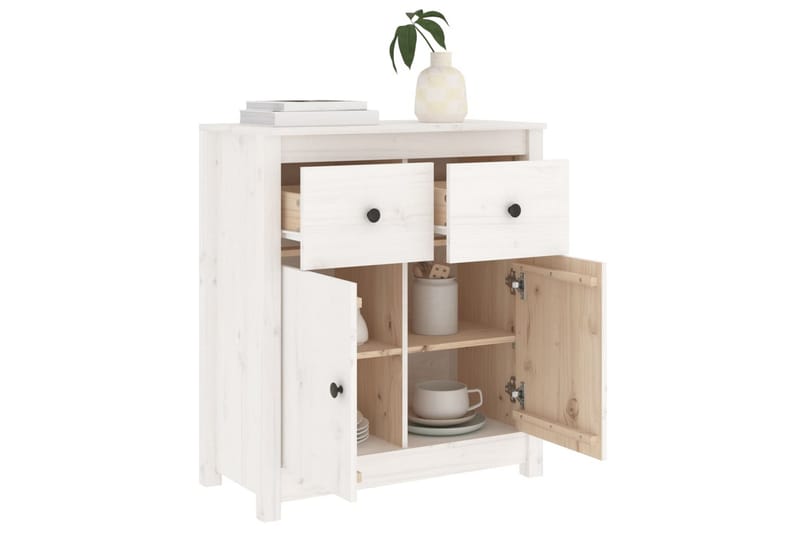 beBasic Skjenk hvit 70x35x80 cm heltre furu - Hvit - Oppbevaring - Oppbevaringsmøbler - Sideboard & skjenker