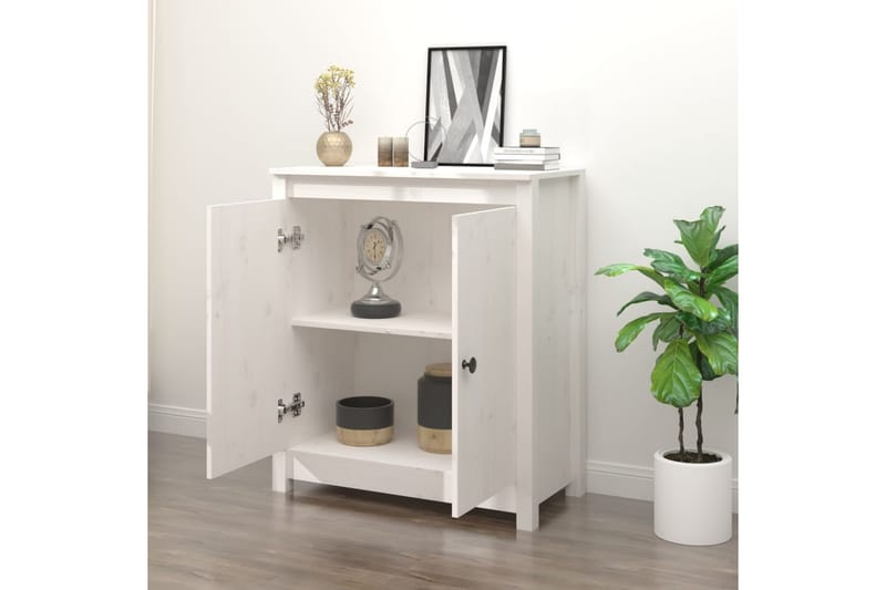 beBasic Skjenk hvit 70x35x80 cm heltre furu - Hvit - Oppbevaring - Oppbevaringsmøbler - Sideboard & skjenker