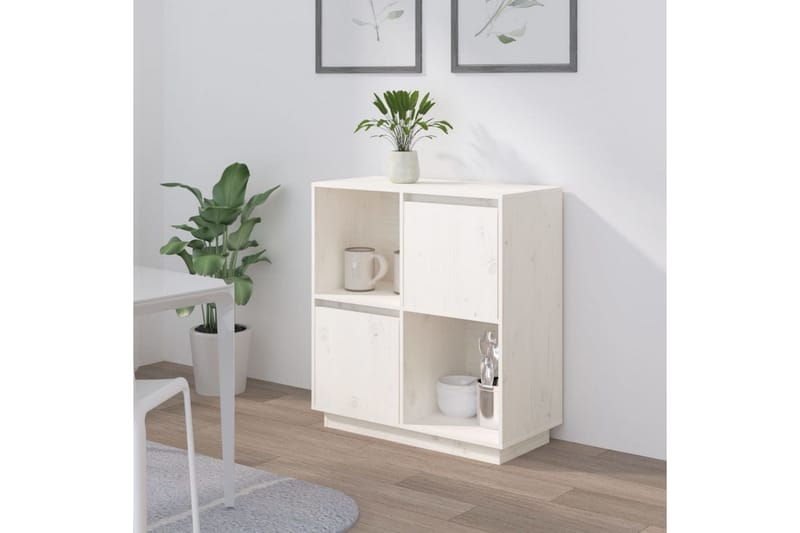 beBasic Skjenk hvit 74x35x80 cm heltre furu - Hvit - Sideboard & skjenker