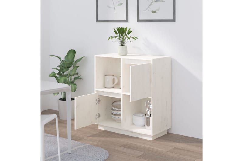 beBasic Skjenk hvit 74x35x80 cm heltre furu - Hvit - Oppbevaring - Oppbevaringsmøbler - Sideboard & skjenker