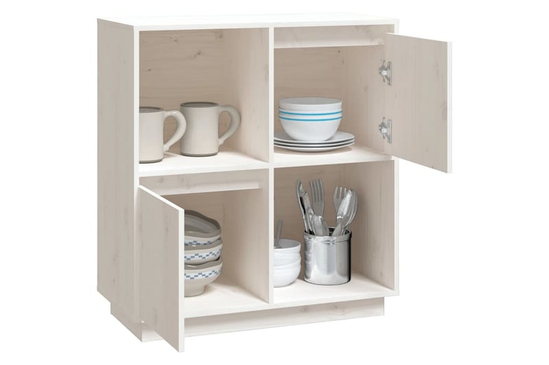beBasic Skjenk hvit 74x35x80 cm heltre furu - Hvit - Oppbevaring - Oppbevaringsmøbler - Sideboard & skjenker