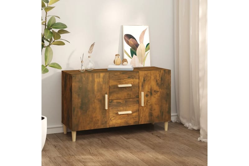 beBasic Skjenk røkt eik 100x36x60 cm konstruert tre - Brun - Sideboard & skjenker