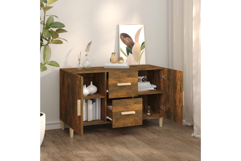 beBasic Skjenk røkt eik 100x36x60 cm konstruert tre - Brun - Sideboard & skjenker