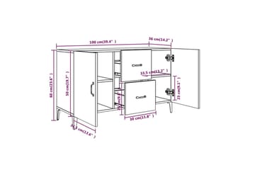 beBasic Skjenk røkt eik 100x36x60 cm konstruert tre - Brun - Oppbevaring - Oppbevaringsmøbler - Sideboard & skjenker