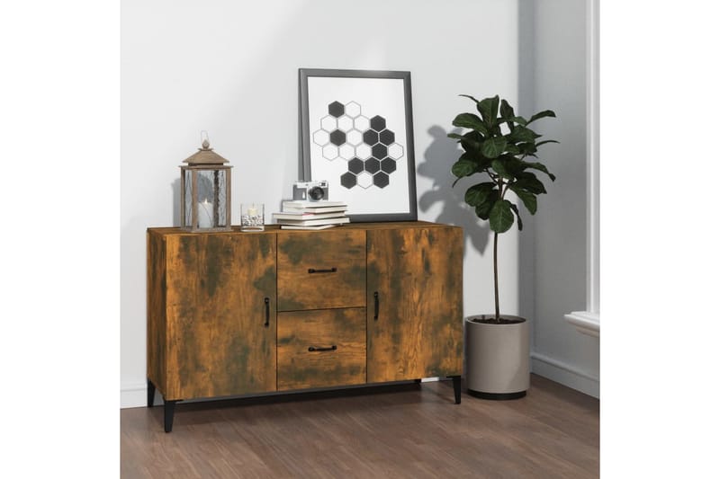 beBasic Skjenk røkt eik 100x36x60 cm konstruert tre - Brun - Sideboard & skjenker