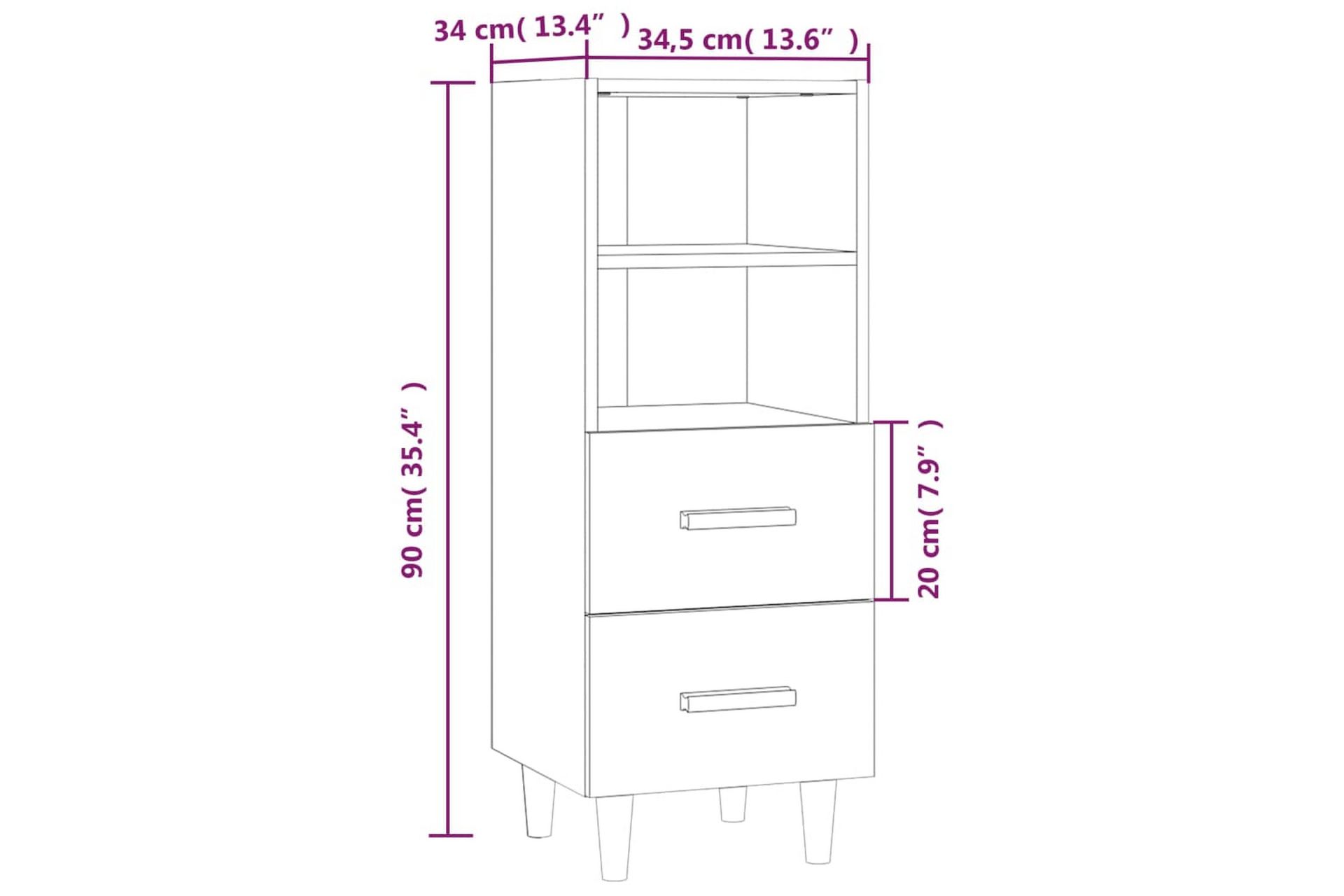 beBasic Skjenk røkt eik 34,5x34x90 cm konstruert tre - Brun - Oppbevaring - Oppbevaringsmøbler - Sideboard & skjenker