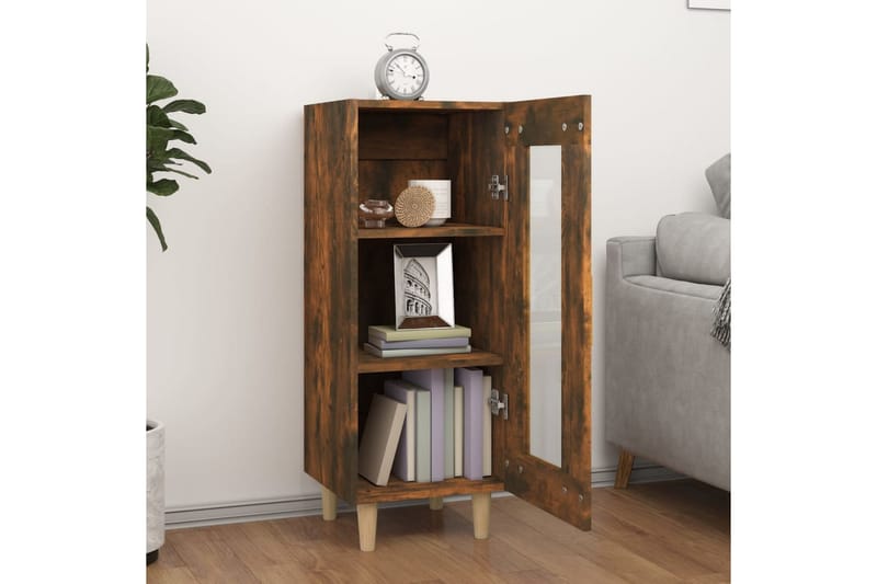 beBasic Skjenk røkt eik 34,5x34x90 cm konstruert tre - Brun - Sideboard & skjenker