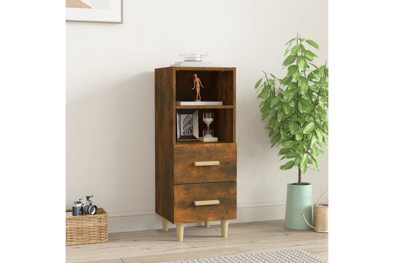 beBasic Skjenk røkt eik 34,5x34x90 cm konstruert tre - Brun - Sideboard & skjenker