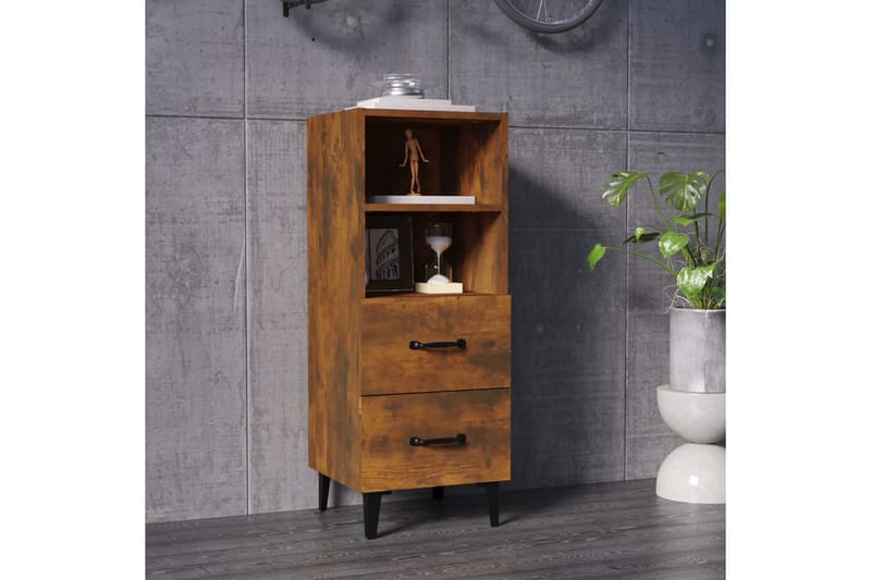 beBasic Skjenk røkt eik 34,5x34x90 cm konstruert tre - Brun - Sideboard & skjenker