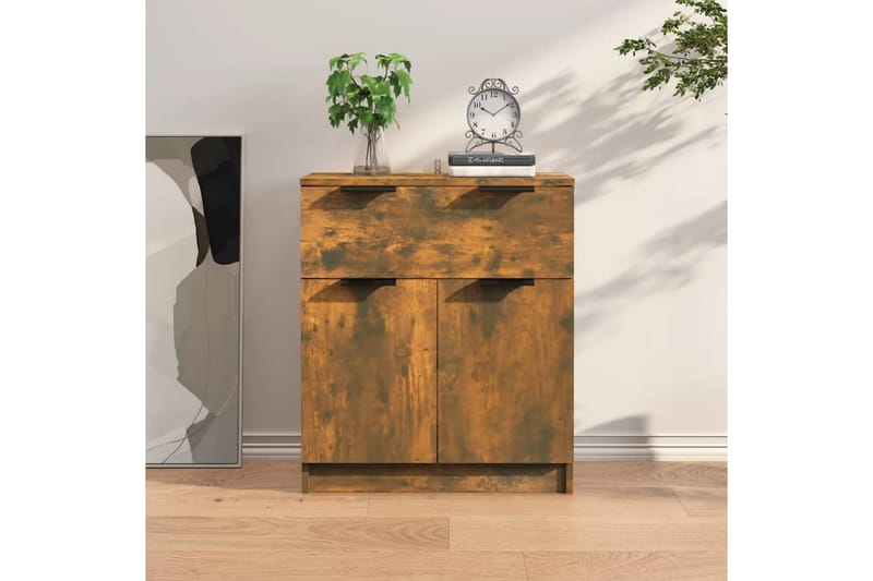 beBasic Skjenk røkt eik 60x30x70 cm konstruert tre - Brun - Sideboard & skjenker