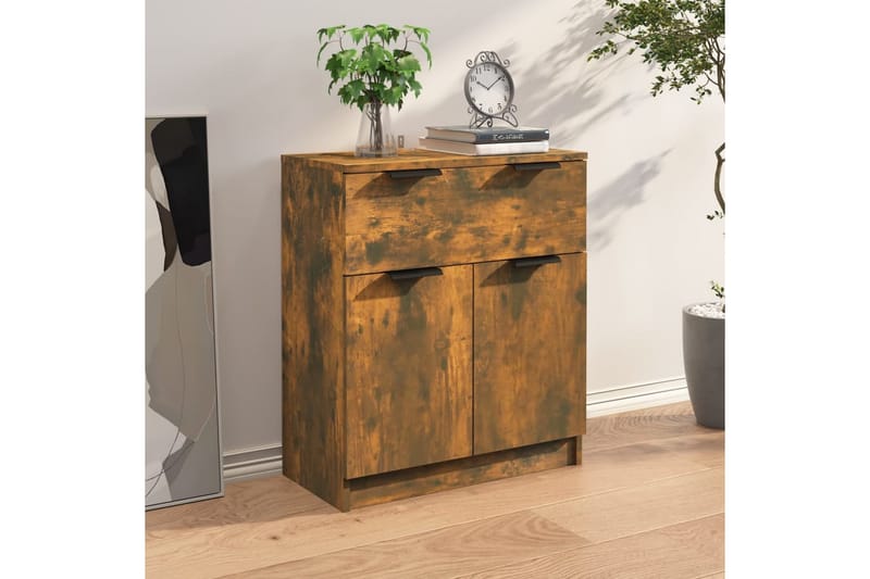 beBasic Skjenk røkt eik 60x30x70 cm konstruert tre - Brun - Sideboard & skjenker