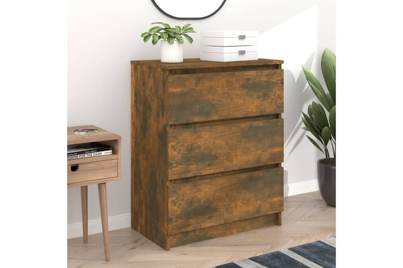 beBasic Skjenk røkt eik 60x35x76 cm konstruert tre - Brun - Sideboard & skjenker