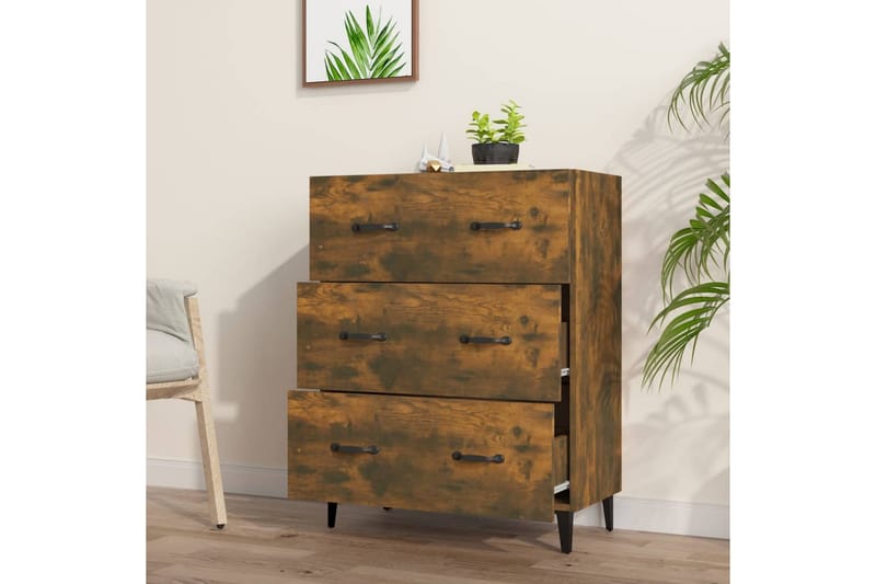 beBasic Skjenk røkt eik 69,5x34x90 cm konstruert tre - Brun - Sideboard & skjenker