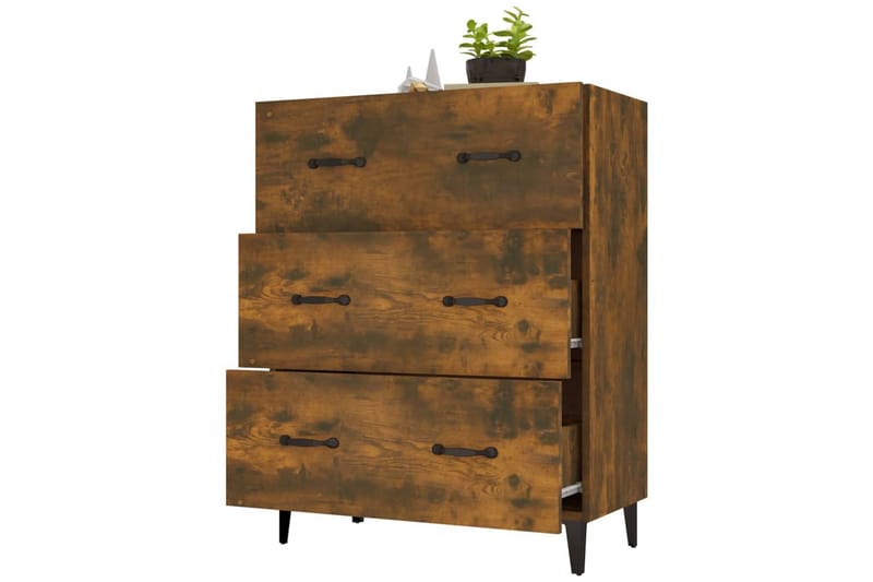 beBasic Skjenk røkt eik 69,5x34x90 cm konstruert tre - Brun - Sideboard & skjenker