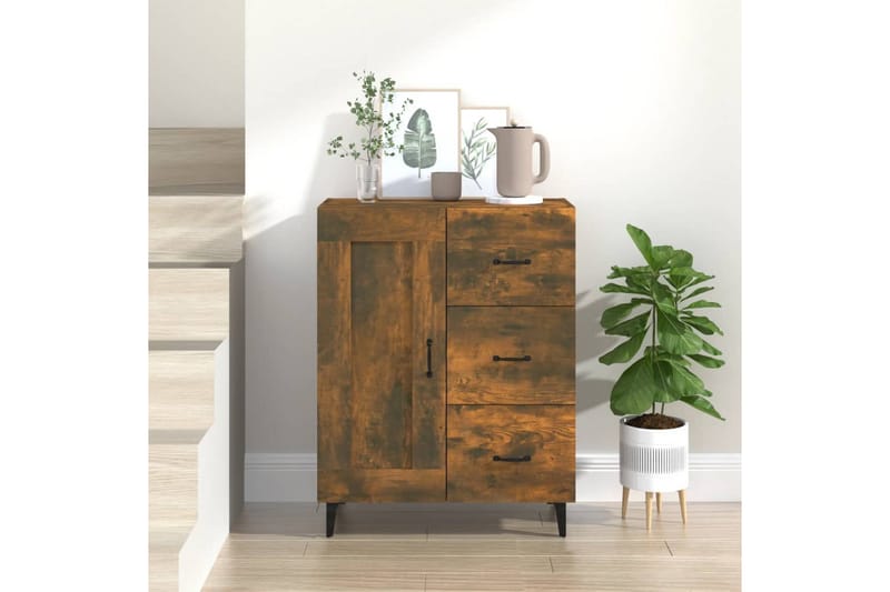 beBasic Skjenk røkt eik 69,5x34x90 cm konstruert tre - Brun - Oppbevaring - Oppbevaringsmøbler - Sideboard & skjenker