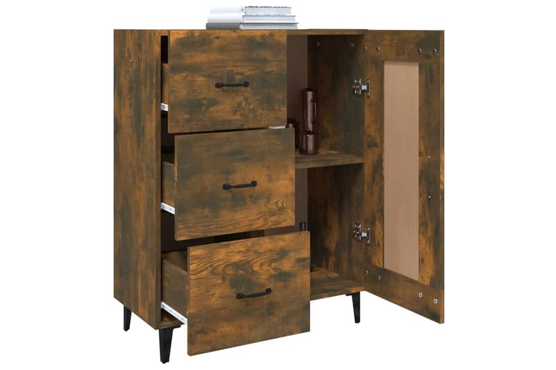 beBasic Skjenk røkt eik 69,5x34x90 cm konstruert tre - Brun - Oppbevaring - Oppbevaringsmøbler - Sideboard & skjenker