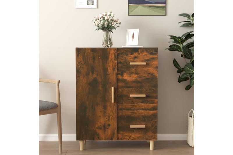 beBasic Skjenk røkt eik 69,5x34x90 cm konstruert tre - Brun - Oppbevaring - Oppbevaringsmøbler - Sideboard & skjenker