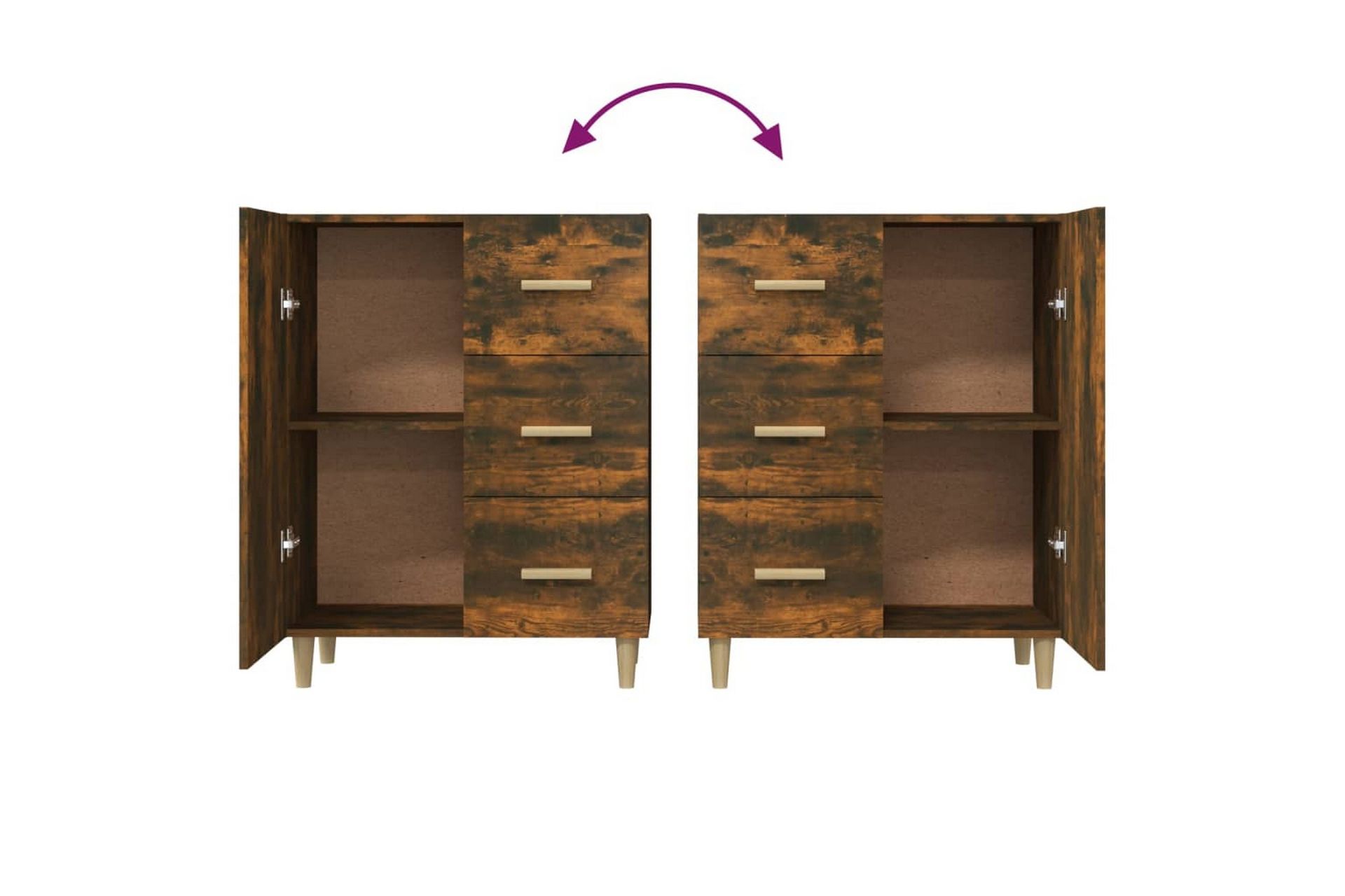 beBasic Skjenk røkt eik 69,5x34x90 cm konstruert tre - Brun - Oppbevaring - Oppbevaringsmøbler - Sideboard & skjenker