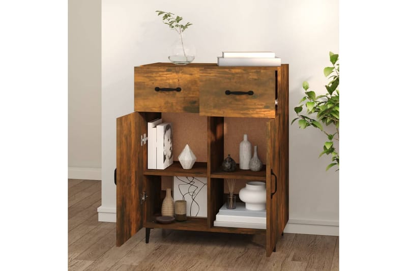 beBasic Skjenk røkt eik 69,5x34x90 cm konstruert tre - Brun - Oppbevaring - Oppbevaringsmøbler - Sideboard & skjenker