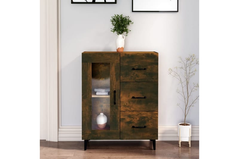 beBasic Skjenk røkt eik 69,5x34x90 cm konstruert tre - Brun - Oppbevaring - Oppbevaringsmøbler - Sideboard & skjenker