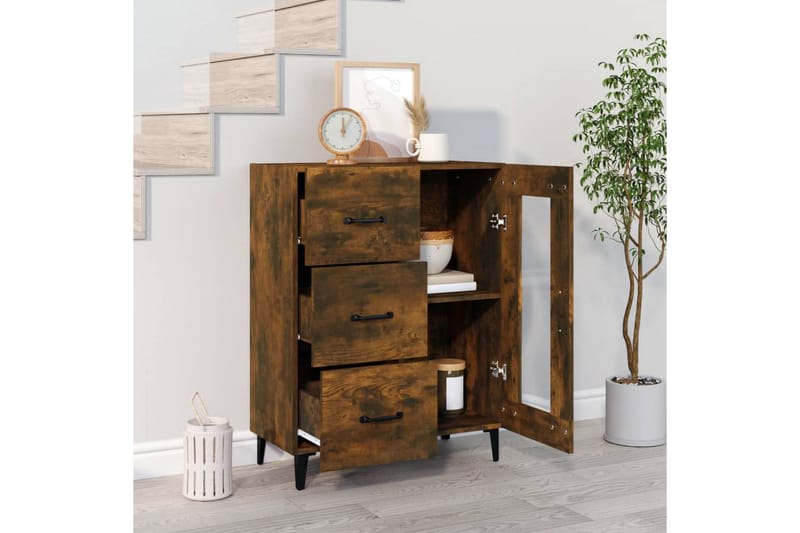 beBasic Skjenk røkt eik 69,5x34x90 cm konstruert tre - Brun - Oppbevaring - Oppbevaringsmøbler - Sideboard & skjenker
