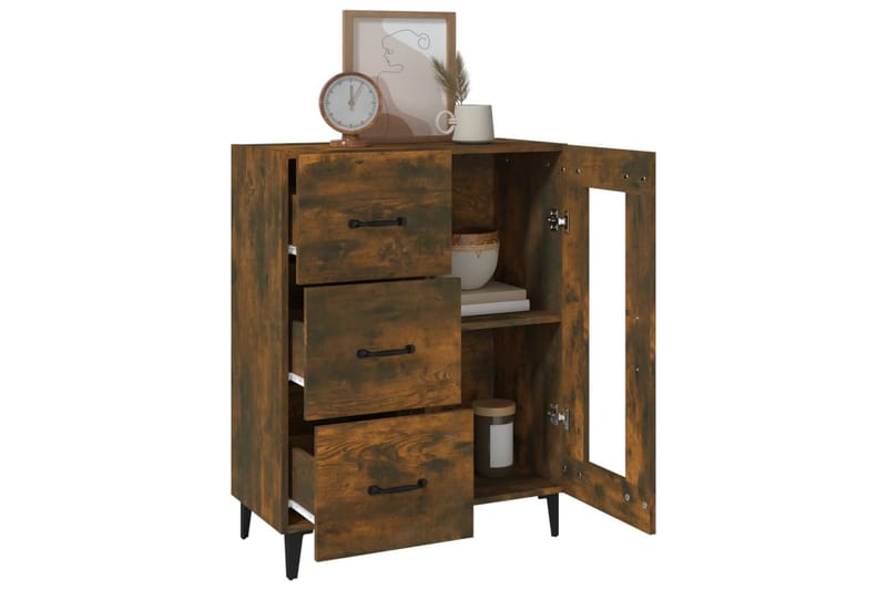beBasic Skjenk røkt eik 69,5x34x90 cm konstruert tre - Brun - Oppbevaring - Oppbevaringsmøbler - Sideboard & skjenker