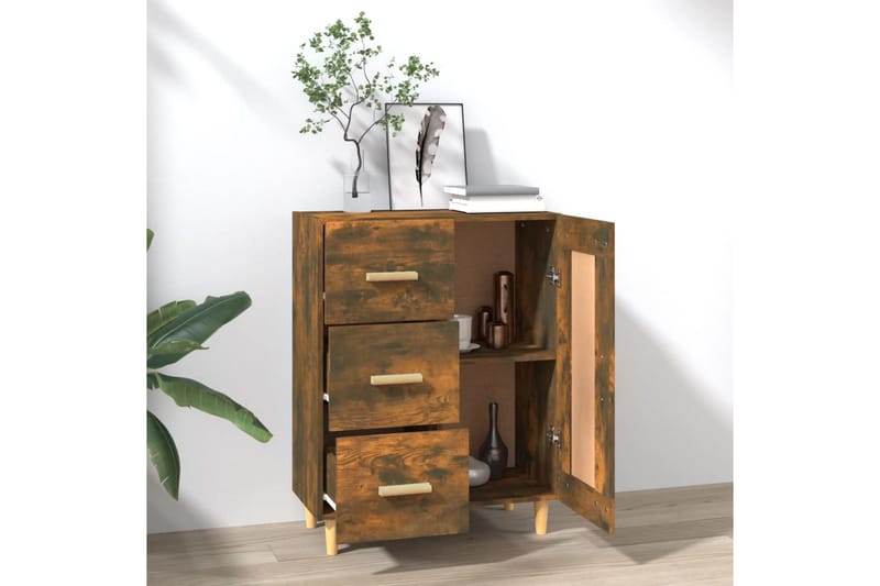 beBasic Skjenk røkt eik 69,5x34x90 cm konstruert tre - Brun - Sideboard & skjenker