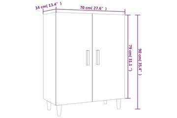 beBasic Skjenk røkt eik 70x34x90 cm konstruert tre - Brun - Oppbevaring - Oppbevaringsmøbler - Sideboard & skjenker