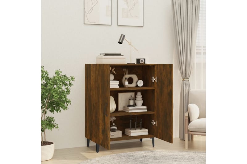 beBasic Skjenk røkt eik 70x34x90 cm konstruert tre - Brun - Oppbevaring - Oppbevaringsmøbler - Sideboard & skjenker