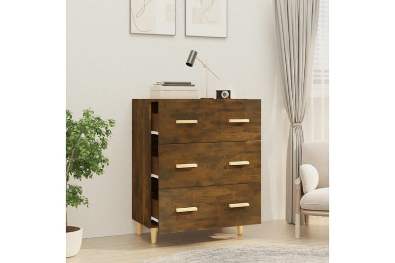 beBasic Skjenk røkt eik 70x34x90 cm konstruert tre - Brun - Oppbevaring - Oppbevaringsmøbler - Sideboard & skjenker