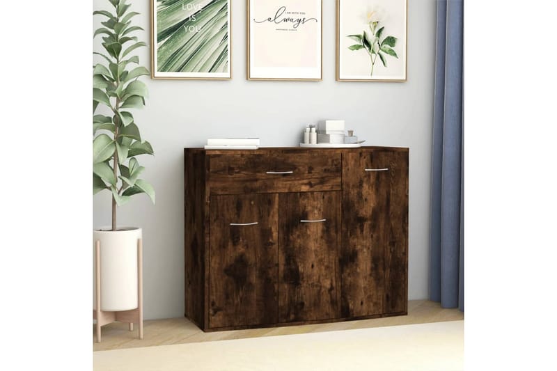 beBasic Skjenk røkt eik 88x30x70 cm konstruert tre - Brun - Sideboard & skjenker