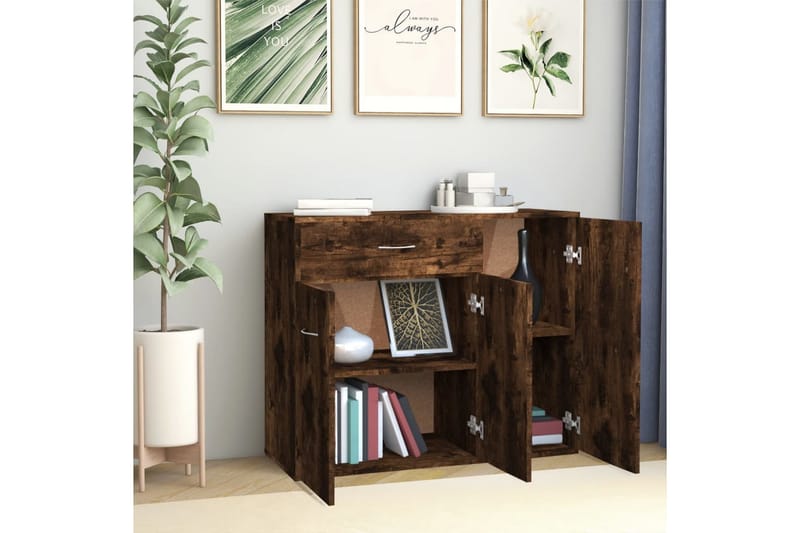 beBasic Skjenk røkt eik 88x30x70 cm konstruert tre - Brun - Oppbevaring - Oppbevaringsmøbler - Sideboard & skjenker