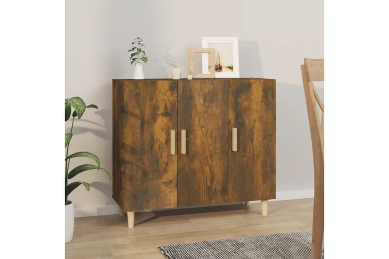 beBasic Skjenk røkt eik 90x34x80 cm konstruert tre - Brun - Oppbevaring - Oppbevaringsmøbler - Sideboard & skjenker