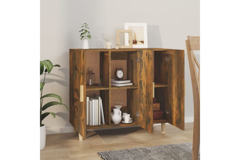 beBasic Skjenk røkt eik 90x34x80 cm konstruert tre - Brun - Oppbevaring - Oppbevaringsmøbler - Sideboard & skjenker