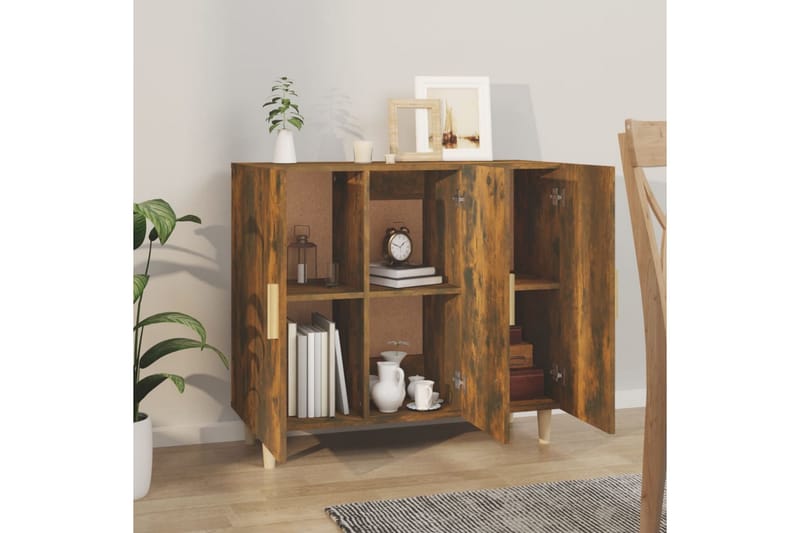 beBasic Skjenk røkt eik 90x34x80 cm konstruert tre - Brun - Sideboard & skjenker