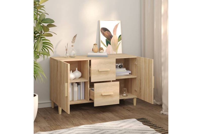 beBasic Skjenk sonoma eik 100x36x60 cm konstruert tre - Brun - Oppbevaring - Oppbevaringsmøbler - Sideboard & skjenker