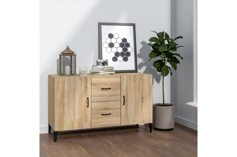 beBasic Skjenk sonoma eik 100x36x60 cm konstruert tre - Brun - Sideboard & skjenker