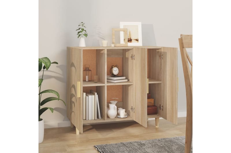 beBasic Skjenk sonoma eik 90x34x80 cm konstruert tre - Brun - Oppbevaring - Oppbevaringsmøbler - Sideboard & skjenker