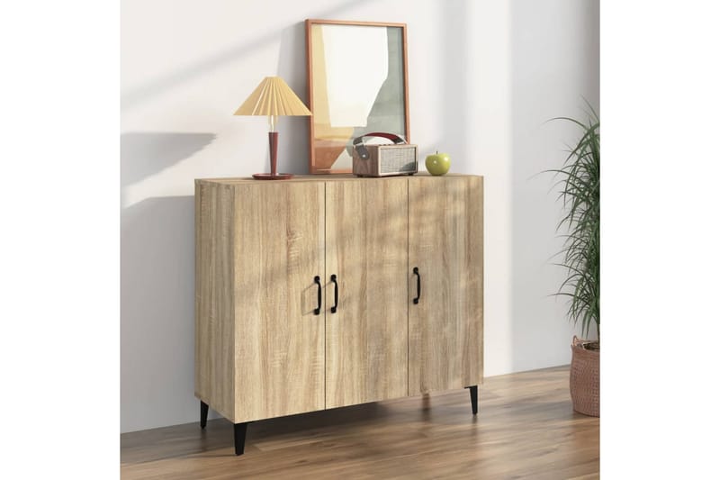 beBasic Skjenk sonoma eik 90x34x80 cm konstruert tre - Brun - Sideboard & skjenker